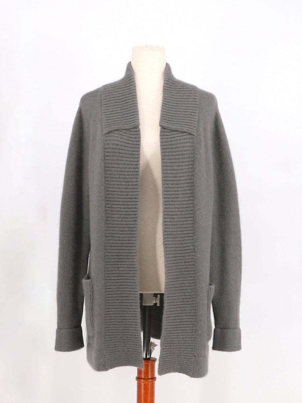 REISS Angora Blend Gray Thick Open Front Cardigan Sweater Size M